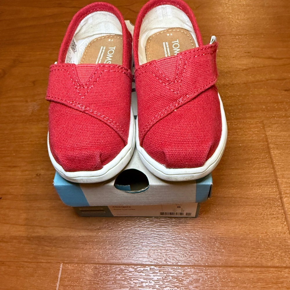 TOMS Kids Alpargata Red Moccasin Shoes
